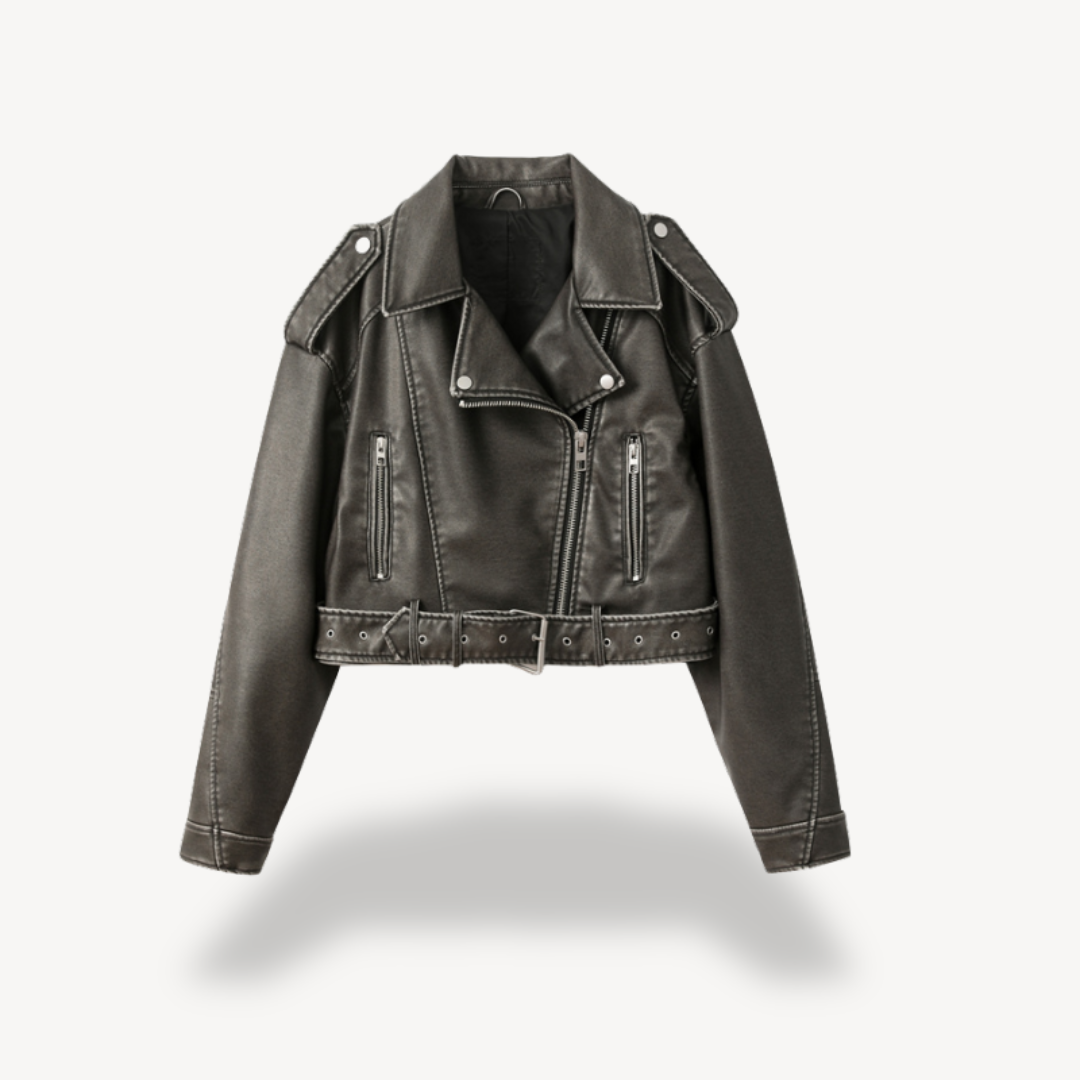 Womens Leather Biker Jacket Slim Fit
