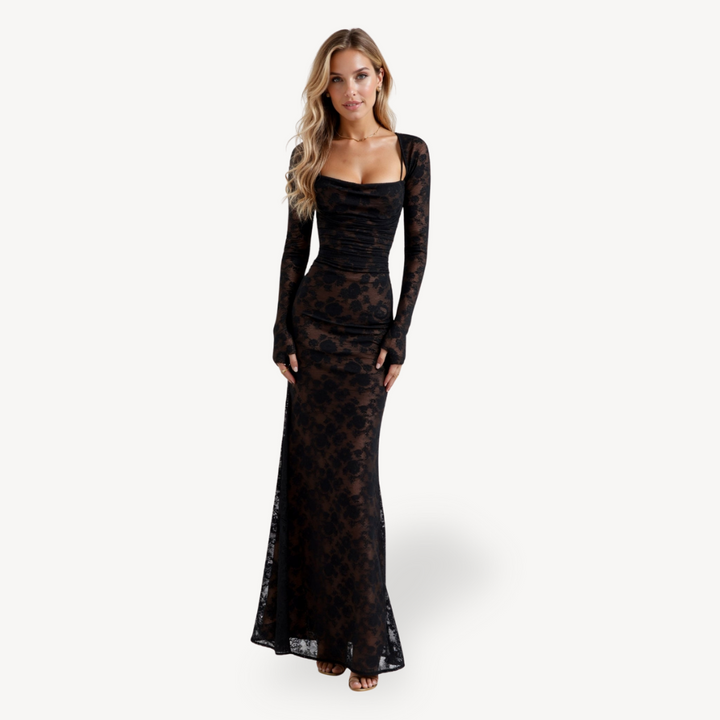 Womens Lace Dress with Long Sleeve