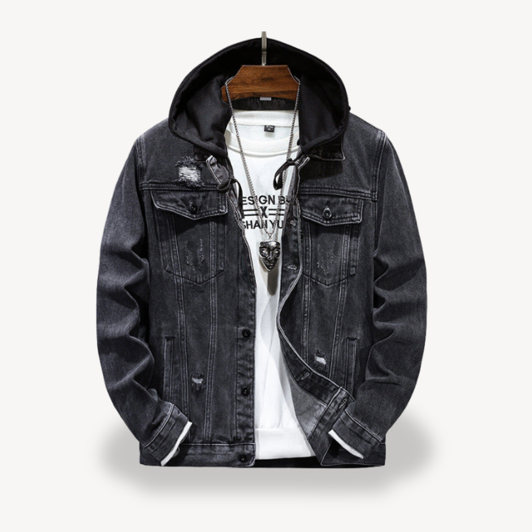 Mens Denim Hoodie Jacket Casual Fit