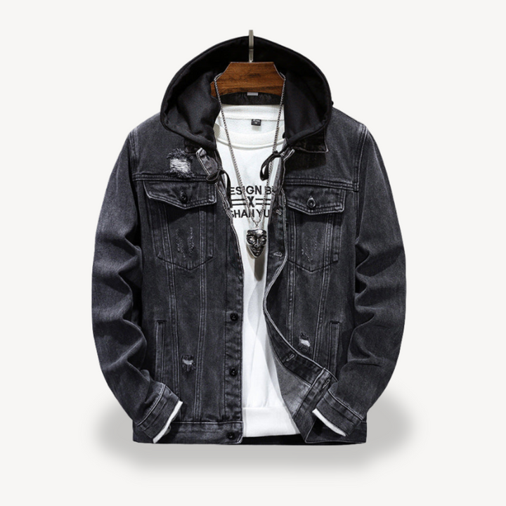 Mens Denim Hoodie Jacket Casual Fit