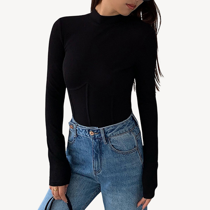 Womens Ribbed Corset Top Stretch Fit