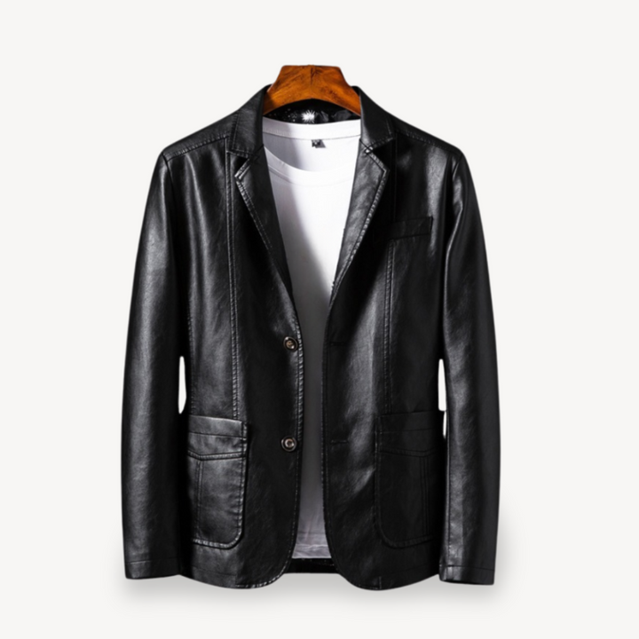 Mens Leather Blazer Jacket Classic Fit