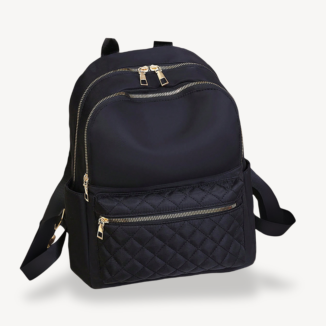 Womens Quilted Nylon Backpack Adjustable Straps - BritishMode
