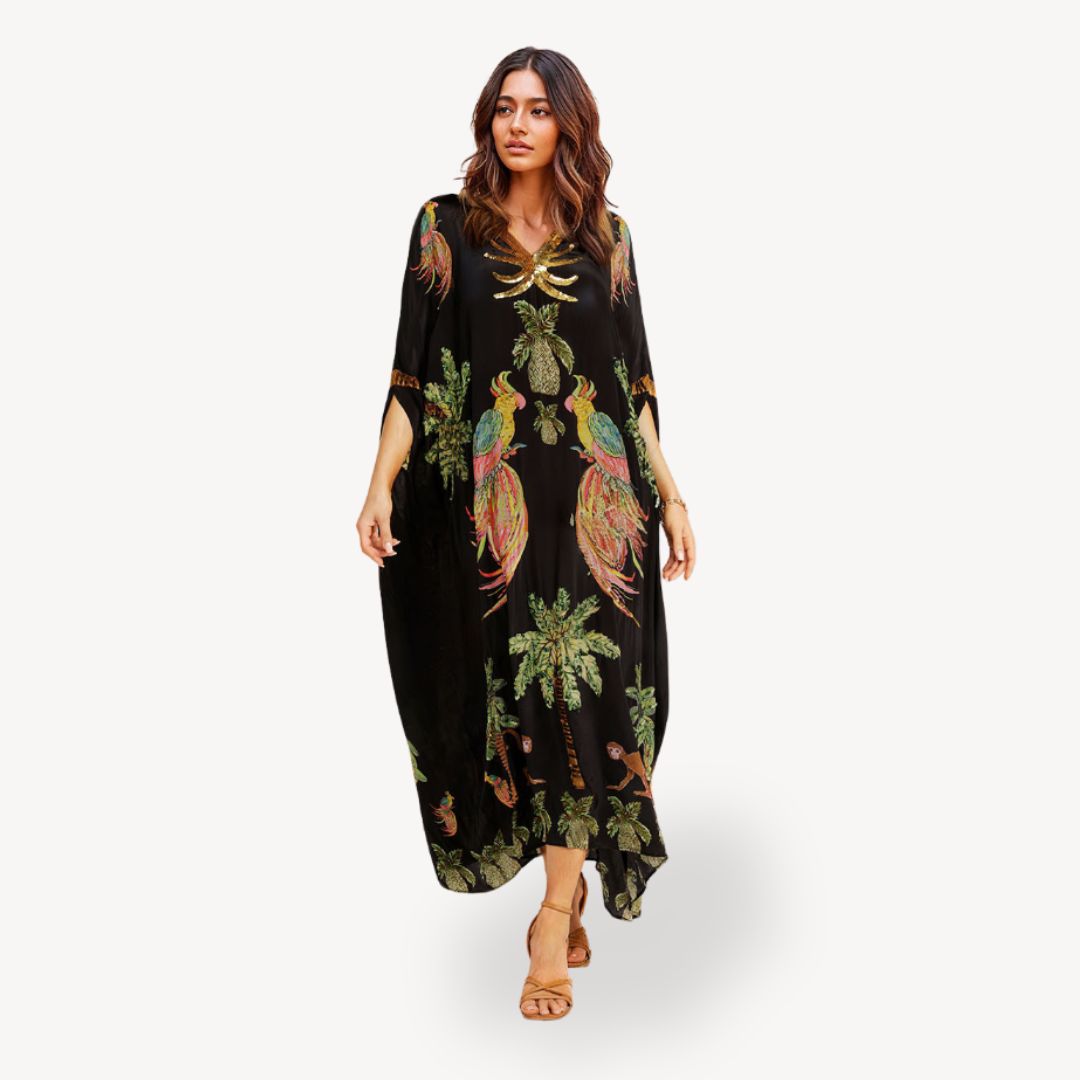 Womens Kaftan Dress Silk Relaxed Fit - BritishMode