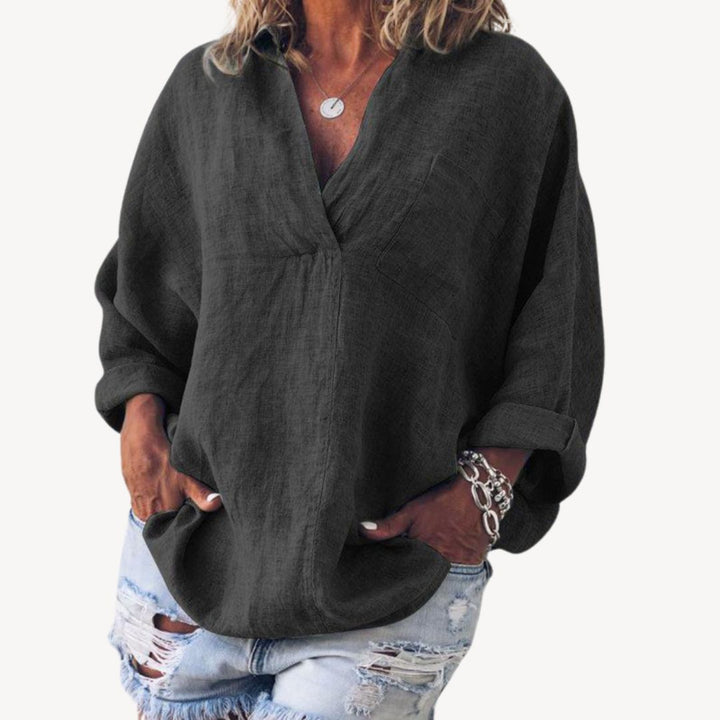 Womens Blouse Cotton Relaxed Fit - BritishMode