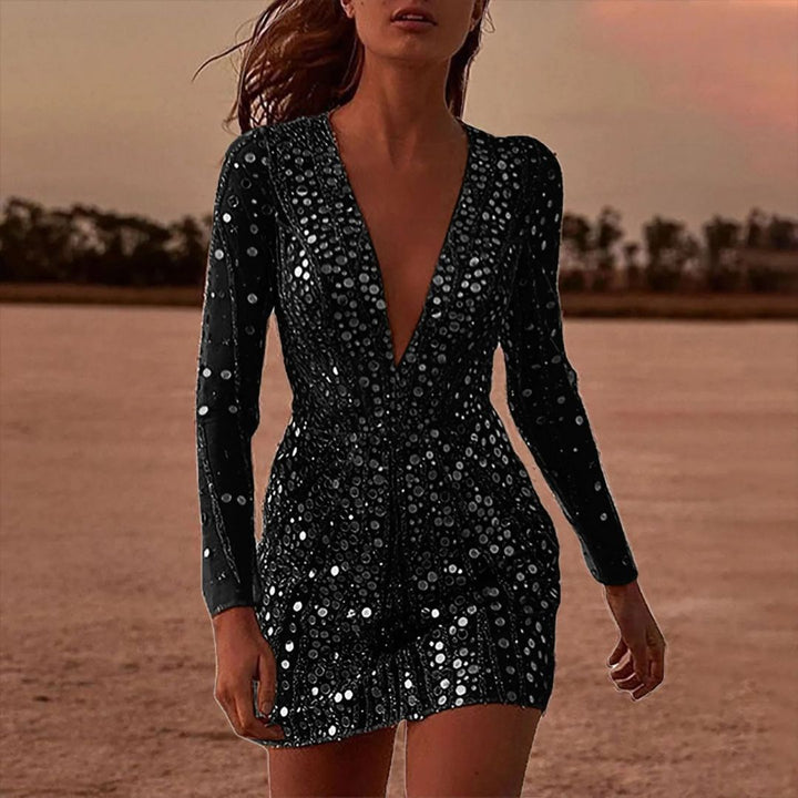 Womens Mini Dress with Sequins Slim Fit