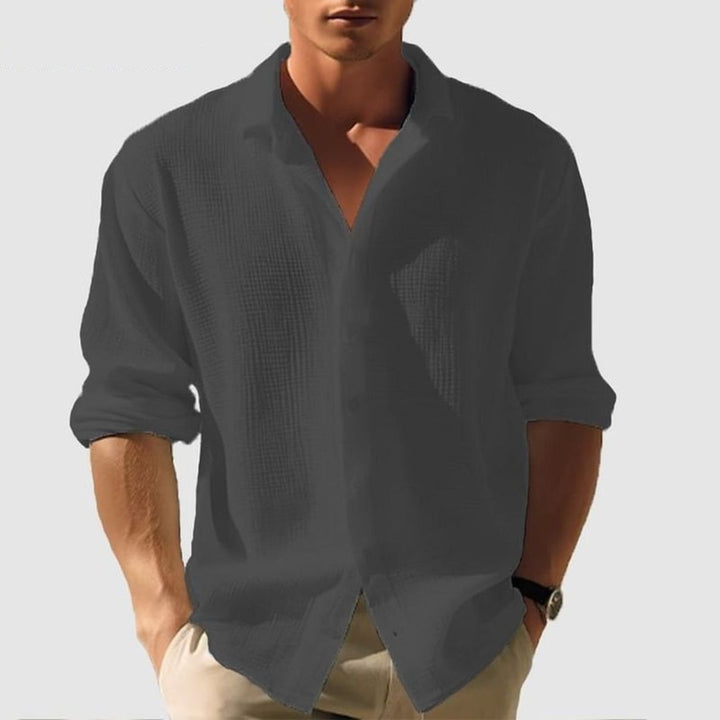 Mens Cotton Shirt Relaxed Fit Long Sleeve