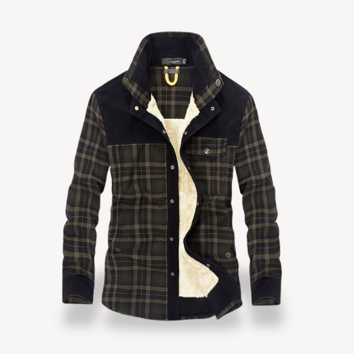 Mens Jacket Fleece Lined Plaid Pattern - BritishMode