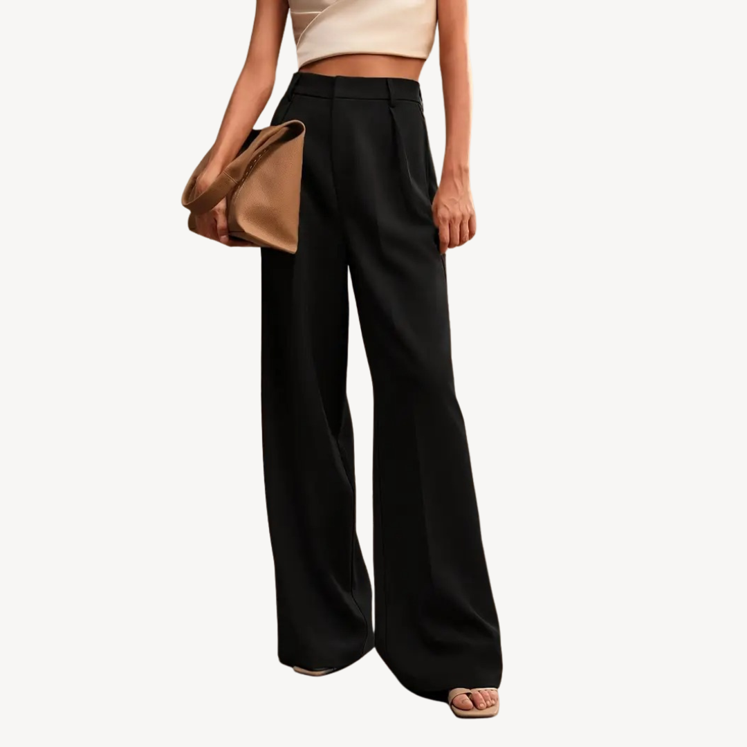 Womens High-Waisted Pleated Trousers Relaxed Fit