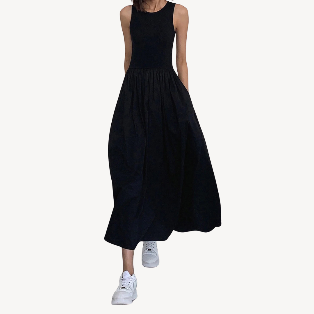 Womens Sleeveless Maxi Dress A-Line Fit - BritishMode