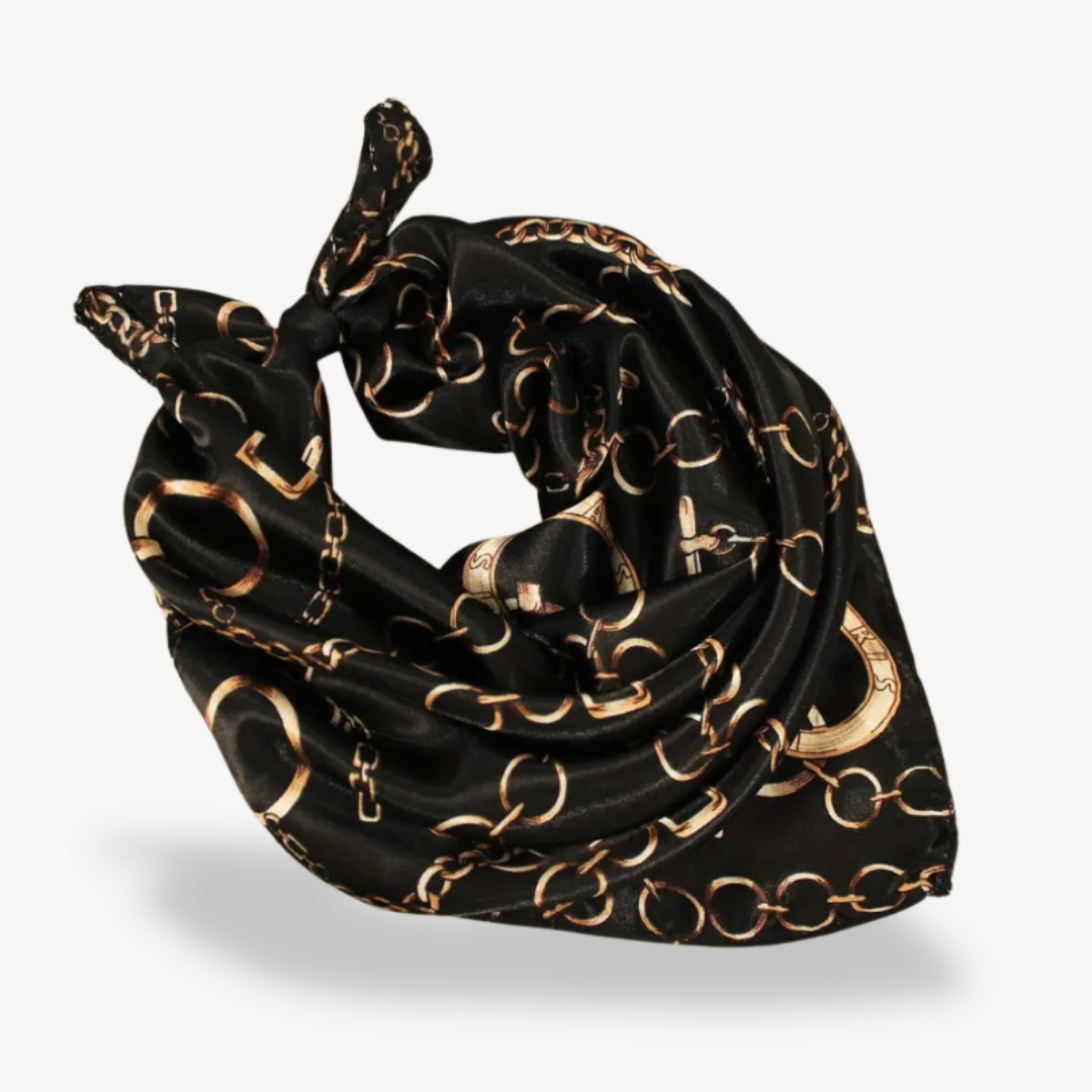 Womens Silk Head Scarf Chain Print Lightweight
