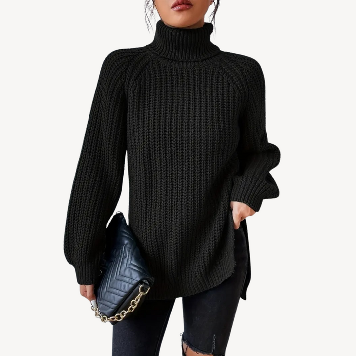 Womens Chunky Knit Sweater with Turtleneck