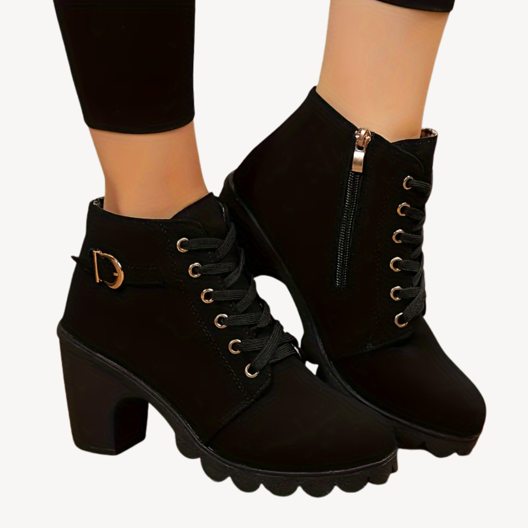 Womens Orthopedic Lace-Up Heeled Booties - BritishMode