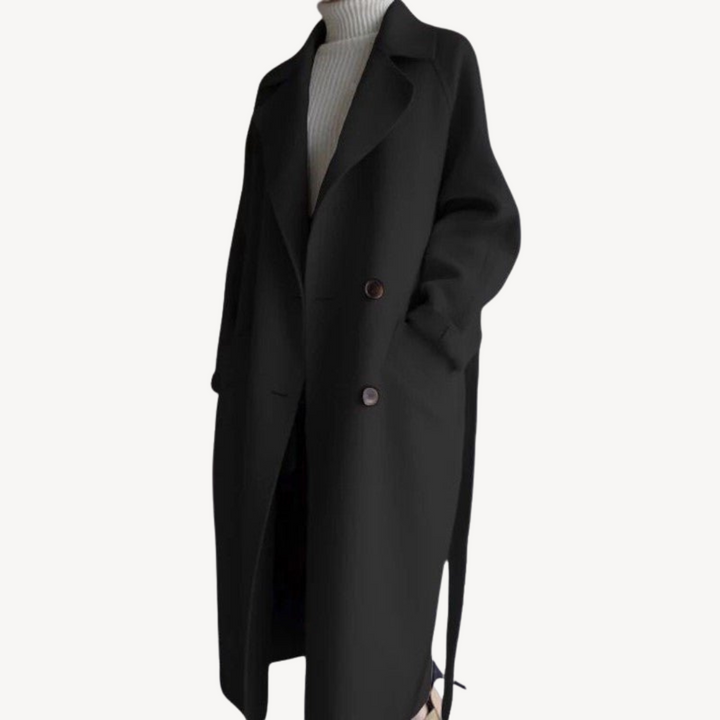 Womens Double-Breasted Coat Wool Blend Classic Fit - BritishMode