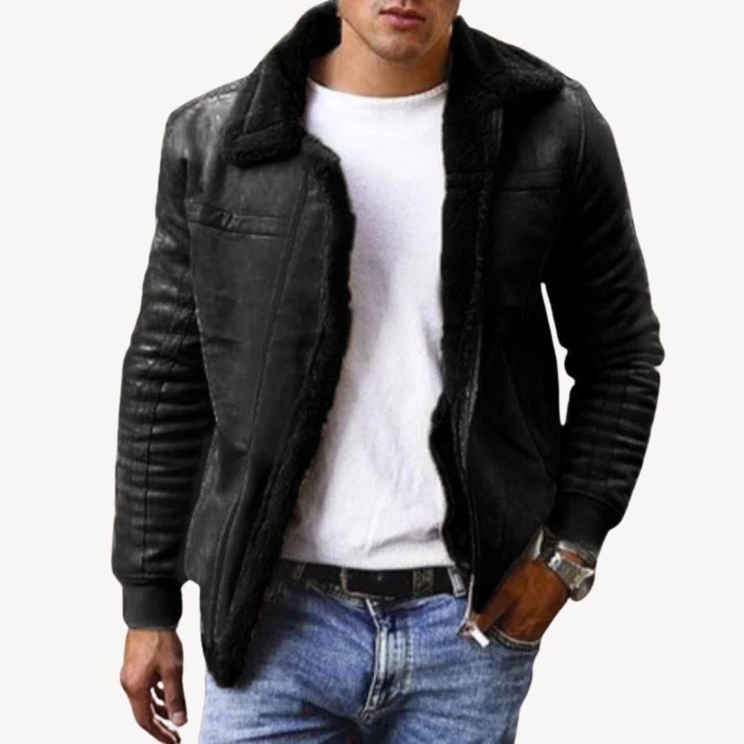 Mens Jacket Faux Shearling Relaxed Fit