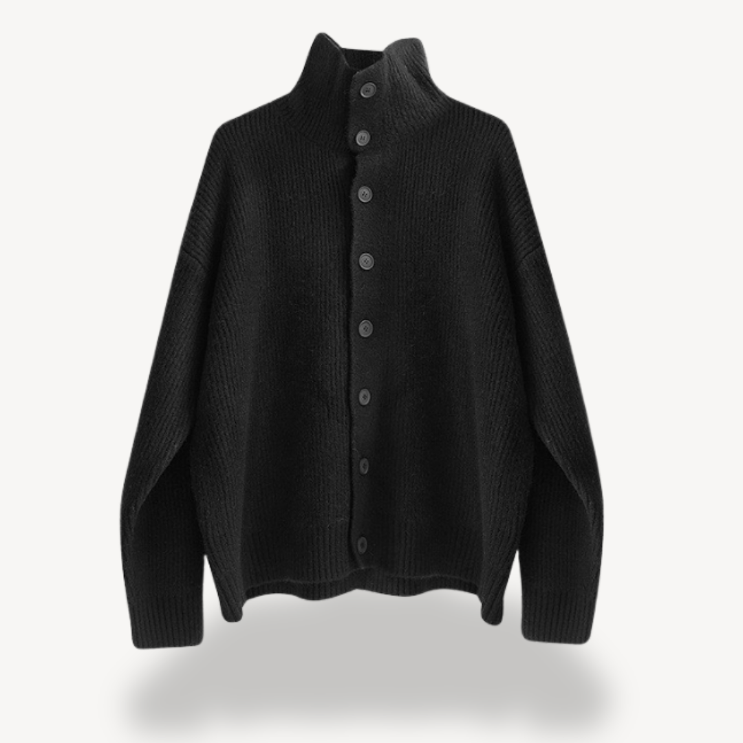Mens Ribbed Knit Cardigan with Buttons - BritishMode