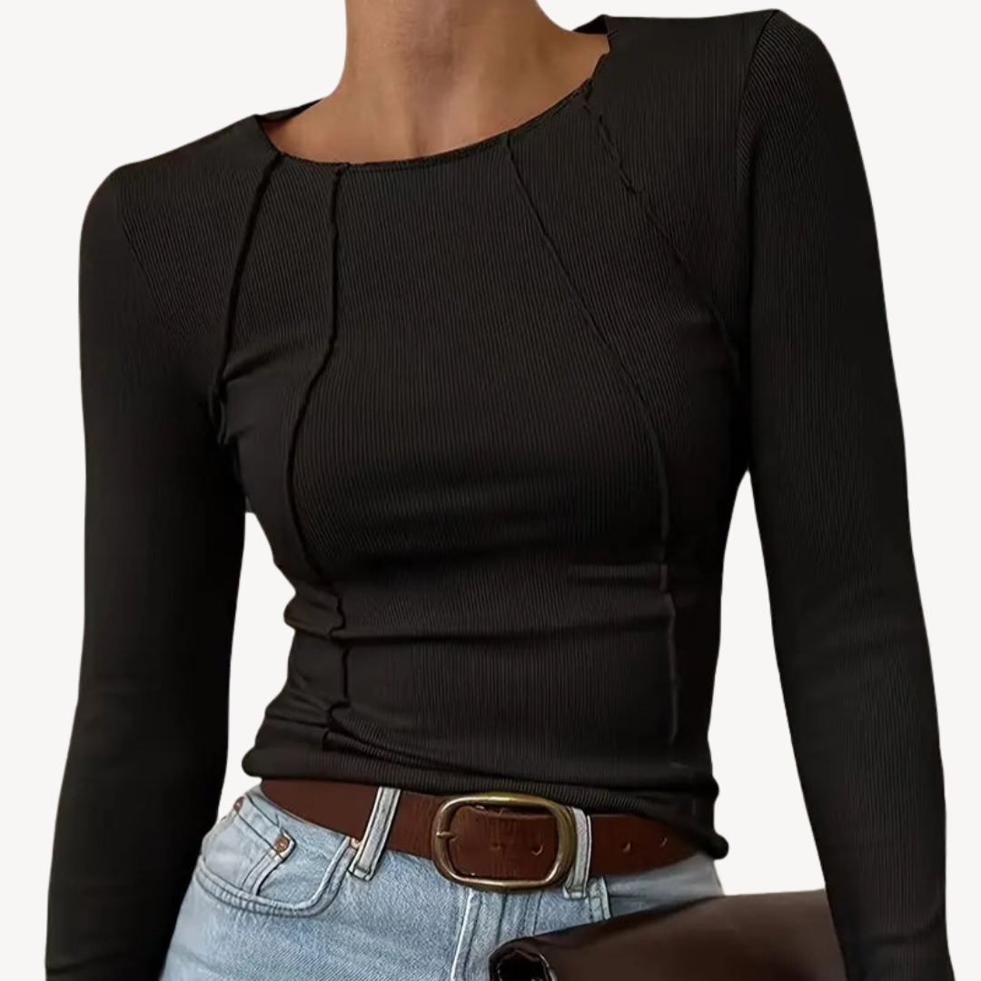 Womens Ribbed Long Sleeve Top Slim Fit