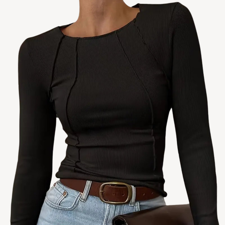 Womens Ribbed Long Sleeve Top Slim Fit