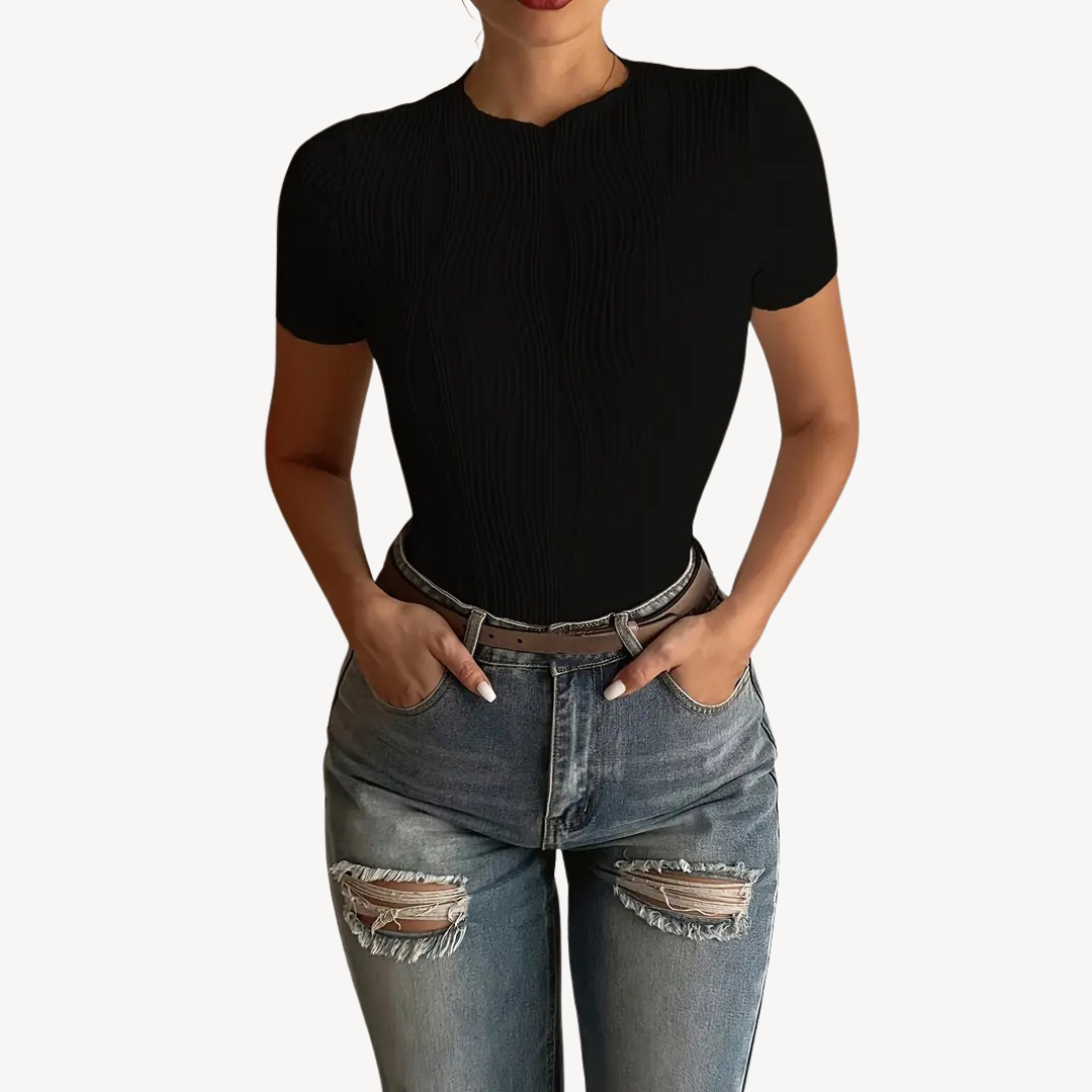 Womens Ribbed Sculpting Top Slim Fit