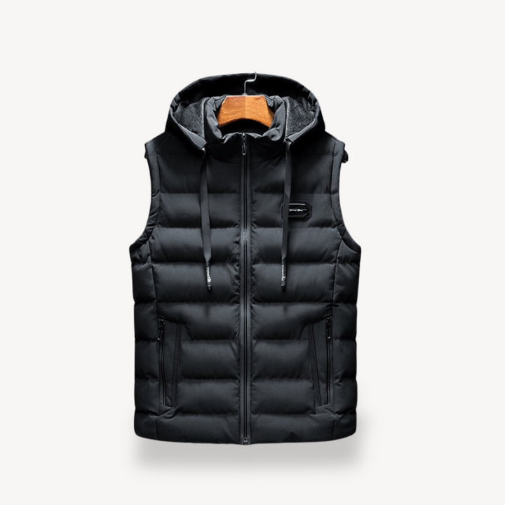 Mens Puffer Vest with Hood Quilted Sleeveless