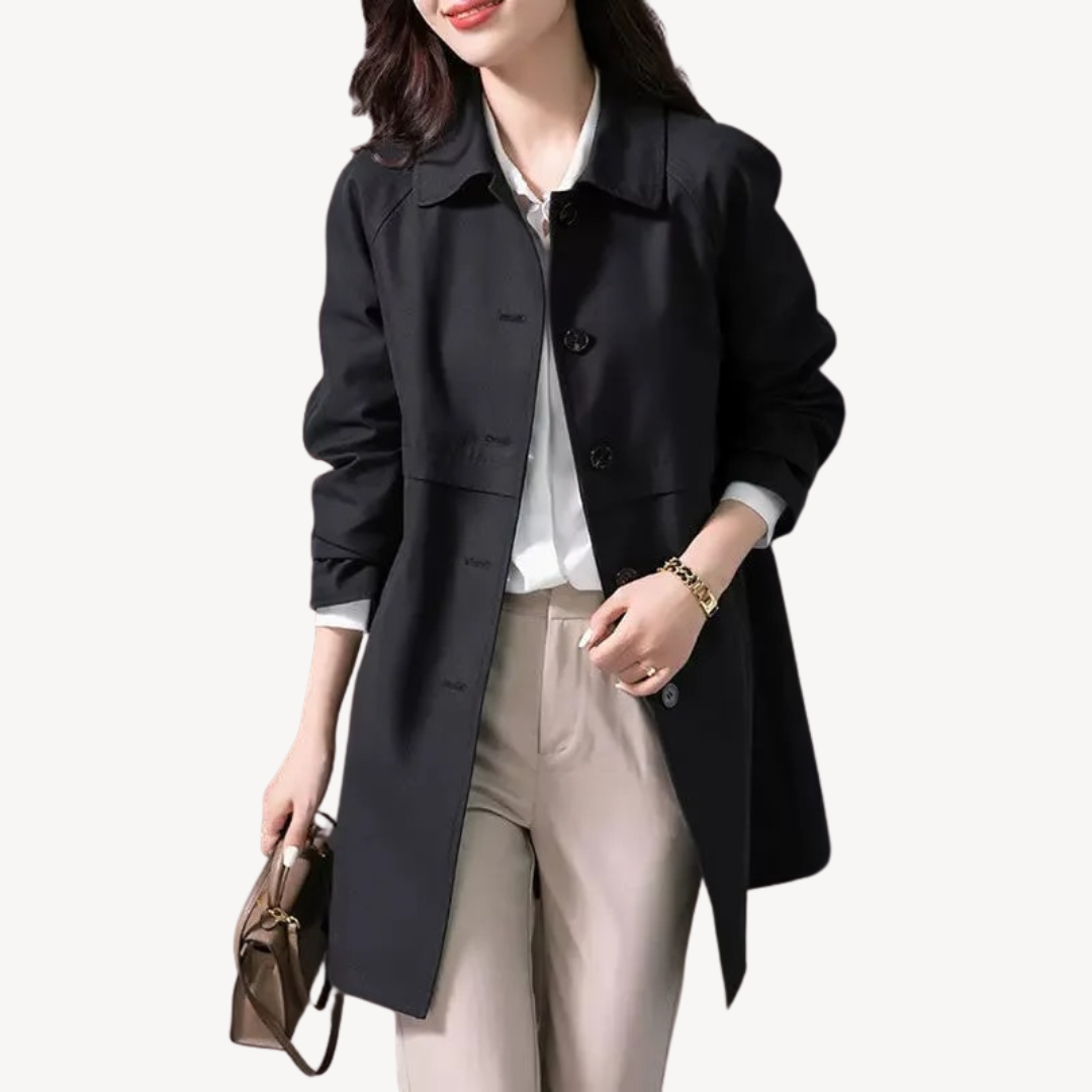 Womens Button-Front Coat Classic Fit