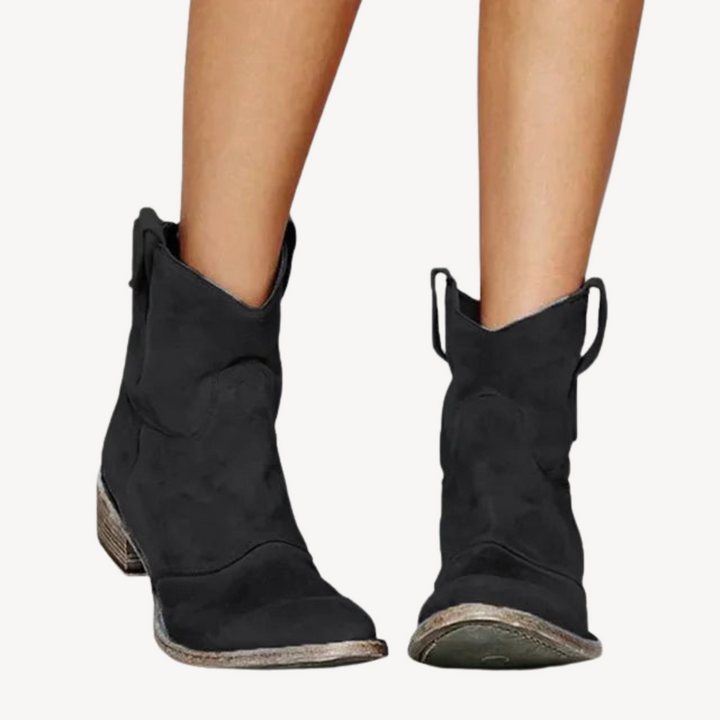 Womens Ankle Boots Faux Leather Western Style - BritishMode
