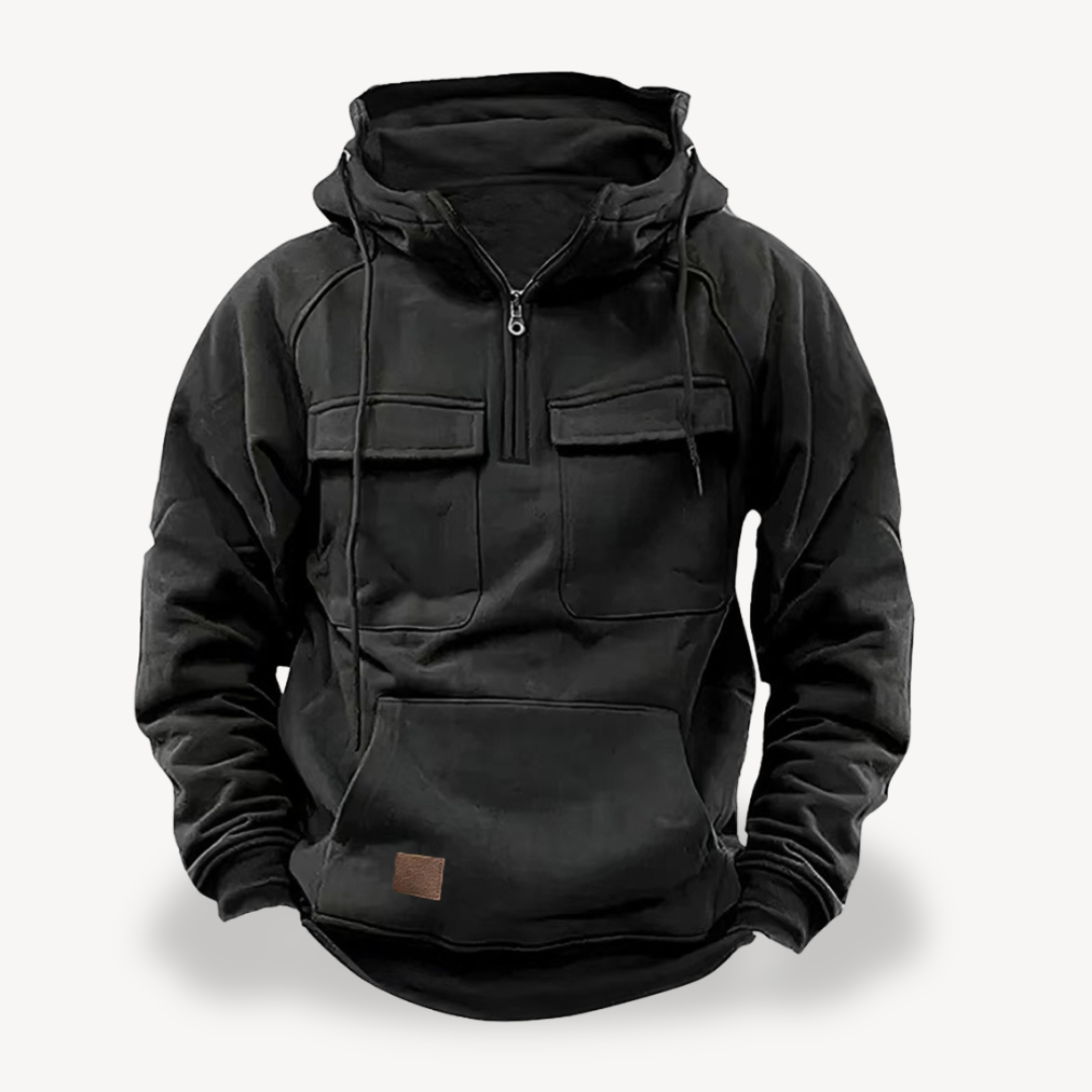 Mens Cargo Hoodie Fleece Material Relaxed Fit