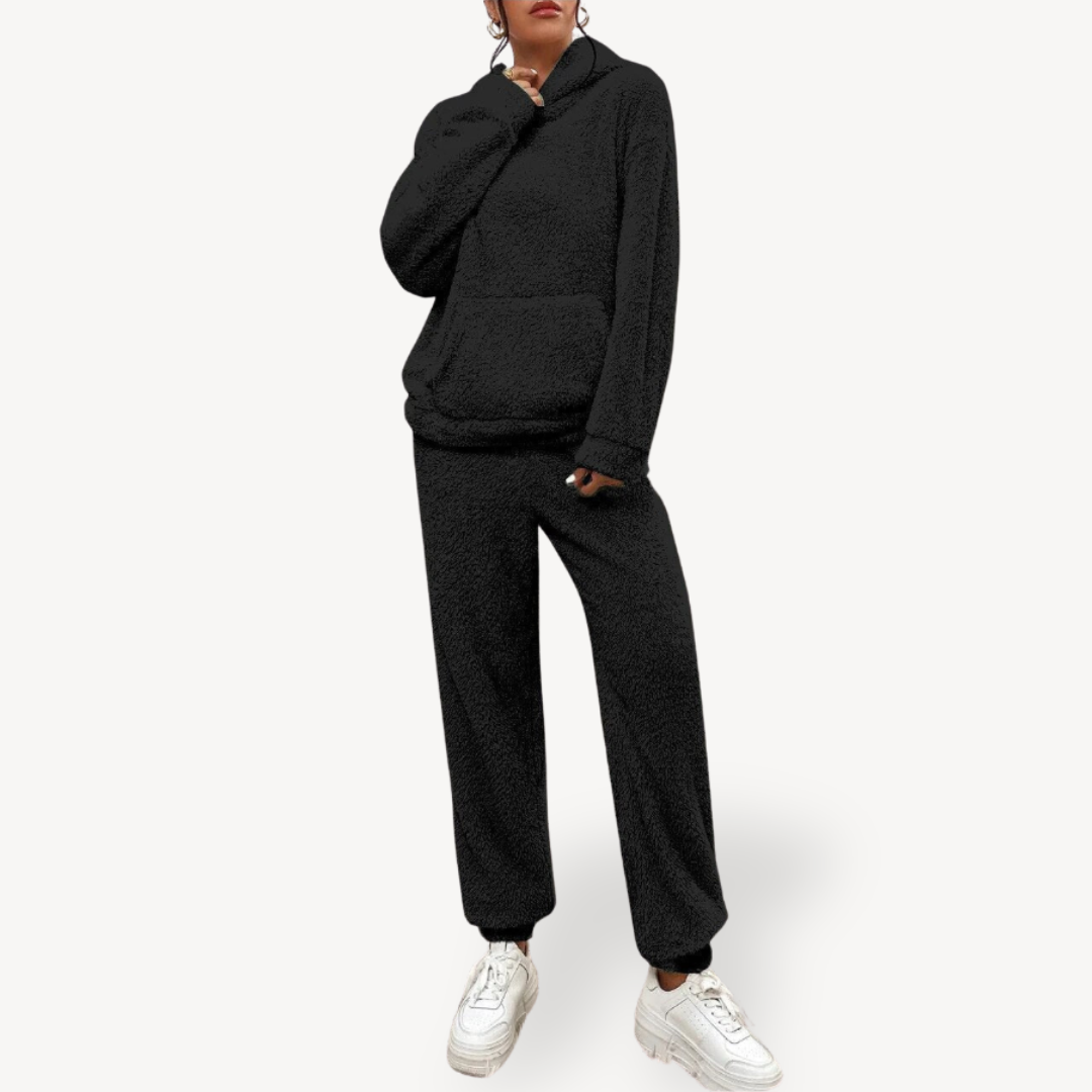 Womens Loungewear Set Plush Fleece Hoodie Relaxed Fit