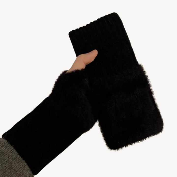 Womens Fingerless Gloves Fuzzy Soft