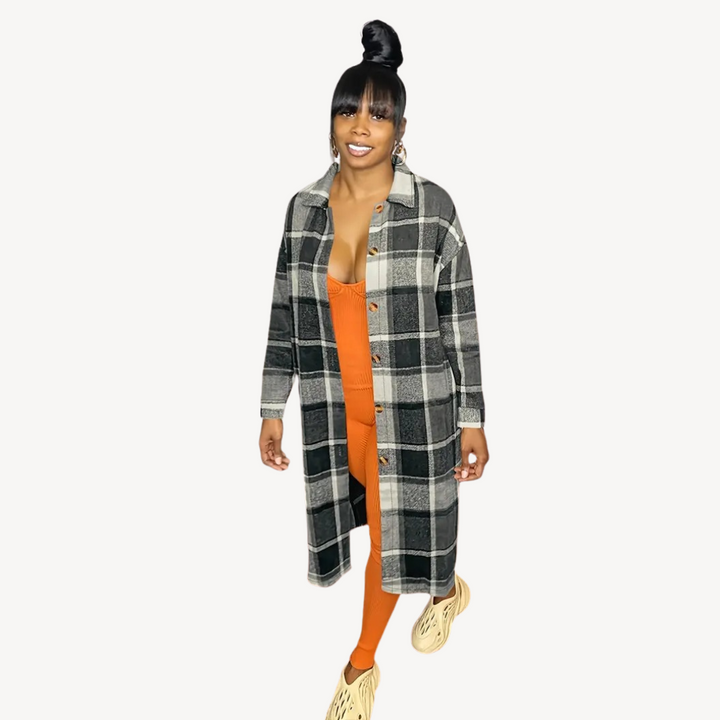 Womens Shirt Dress Plaid Button-Up Relaxed Fit - BritishMode