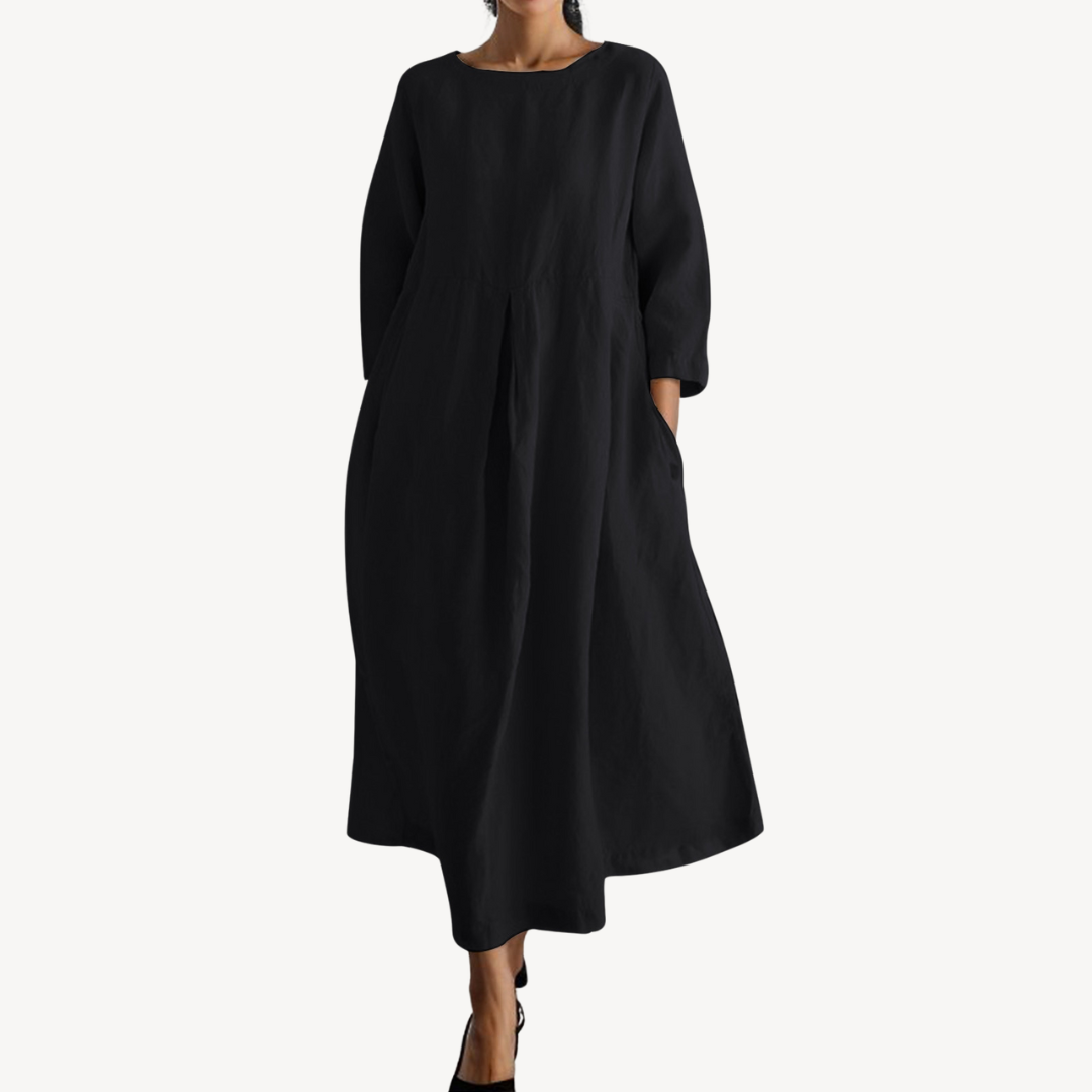 Womens Linen Maxi Dress Casual Loose Fit with Pockets