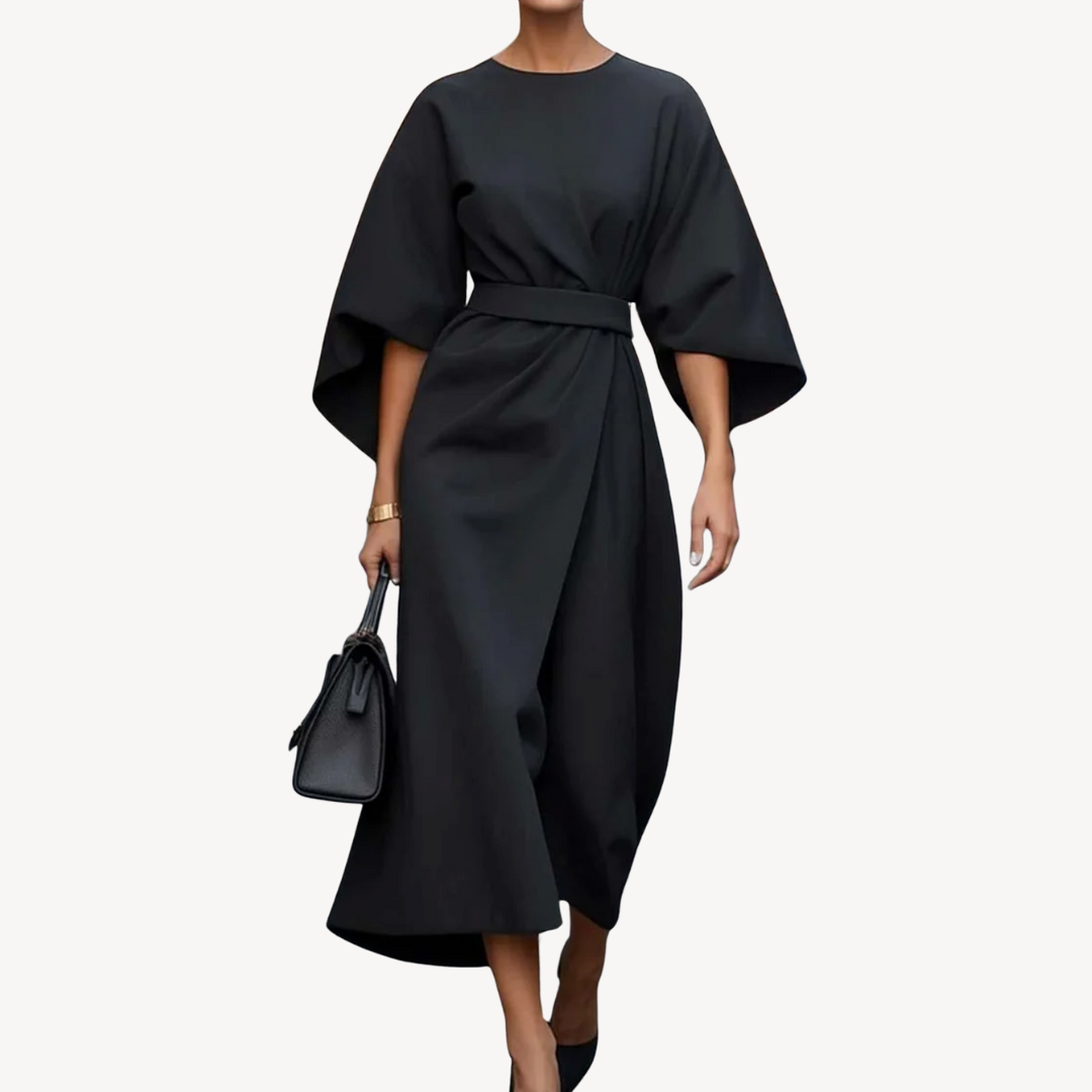 Womens Midi Dress Cotton Belted Fit