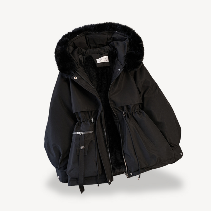 Womens Parka Jacket Faux Fur Lining Relaxed Fit