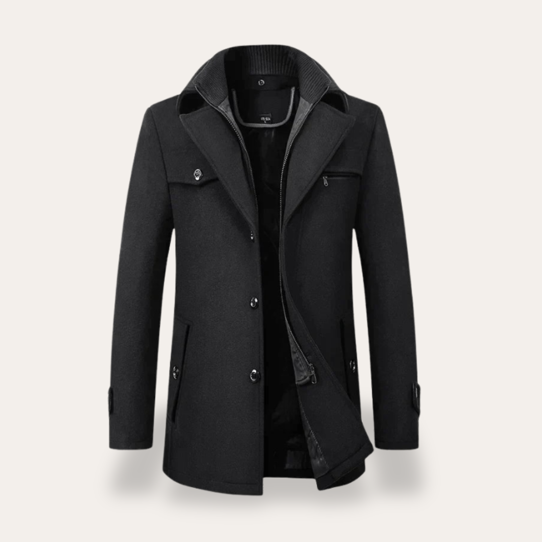 Mens Winter Coat Jacket with Stand Collar