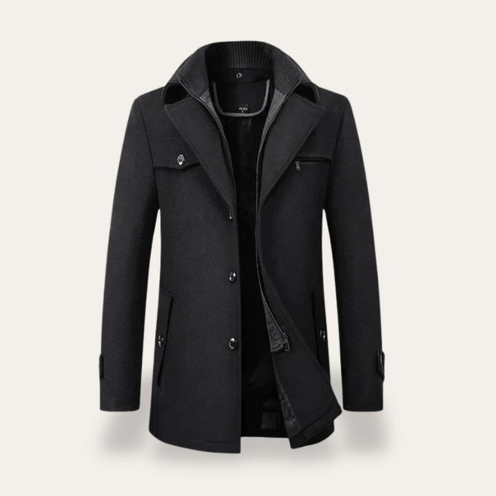 Mens Winter Coat Jacket with Stand Collar