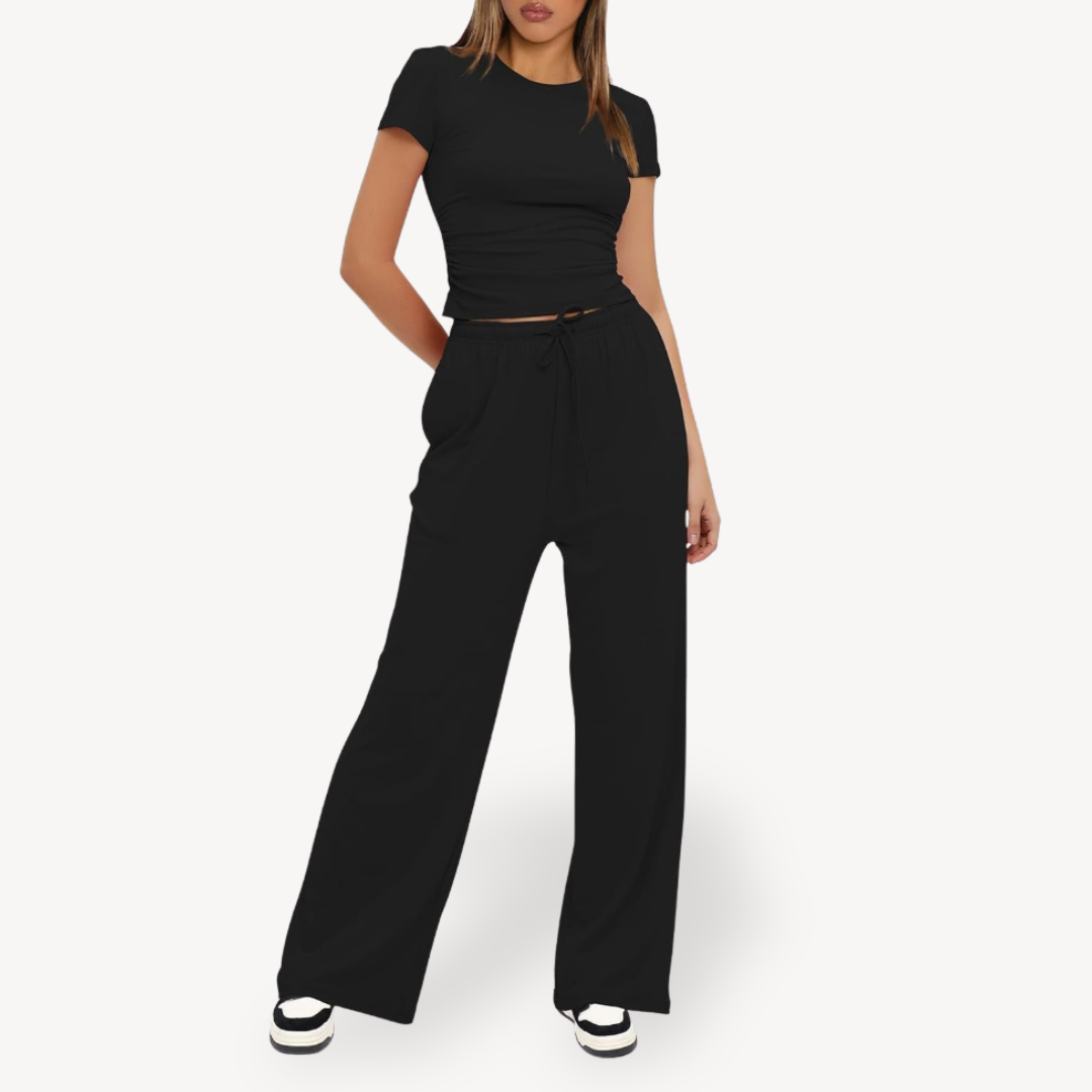 Womens Lounge Set with Drawstring Relaxed Fit