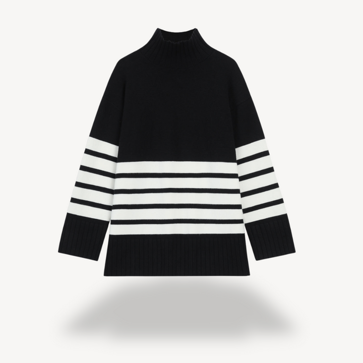 Womens Knit Sweater Striped Pattern Regular Fit - BritishMode