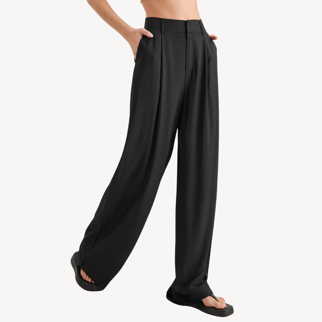 Womens Wide Leg Pants Polyester Pleated