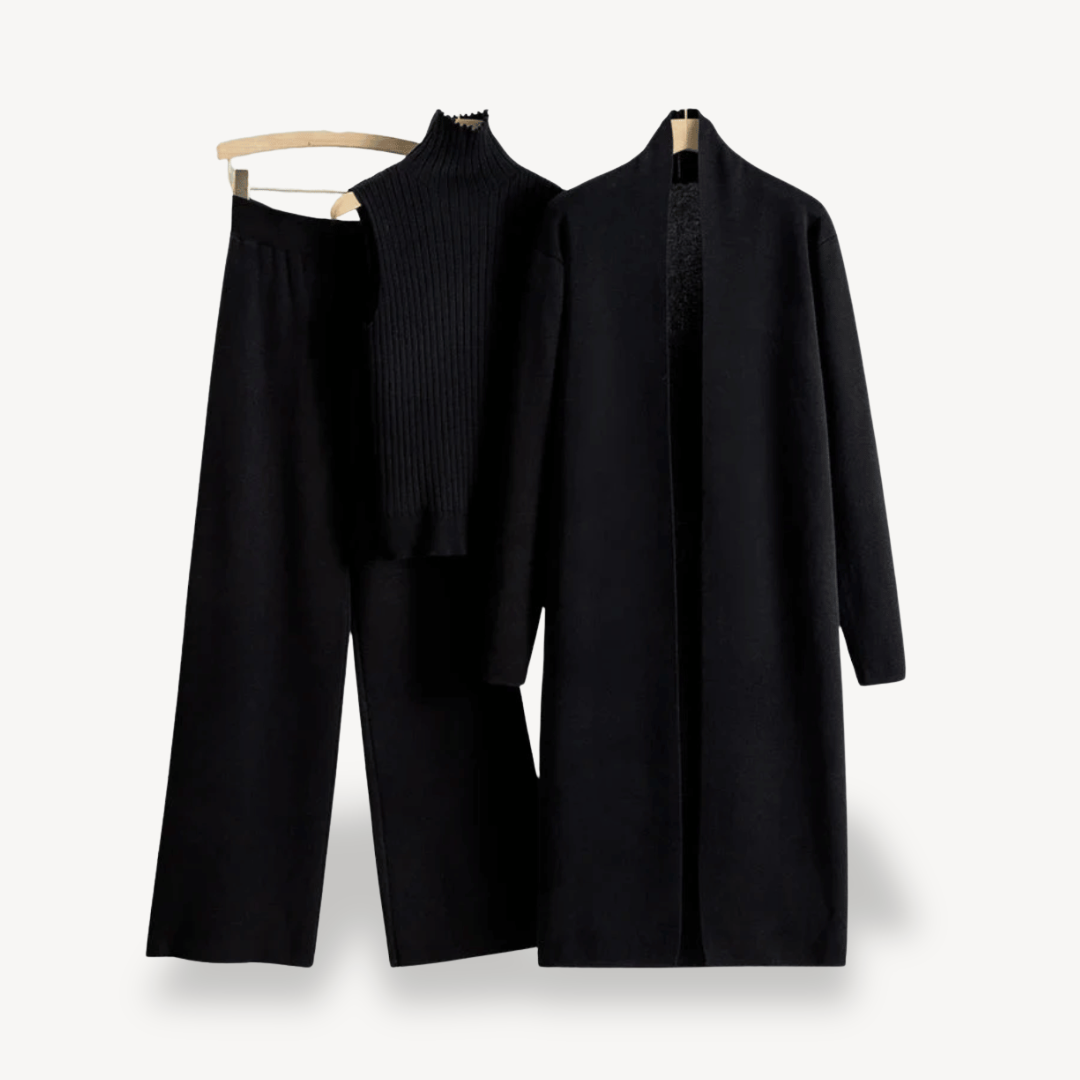 Womens Sweater Pants and Coat Set Knit Comfortable Fit - BritishMode