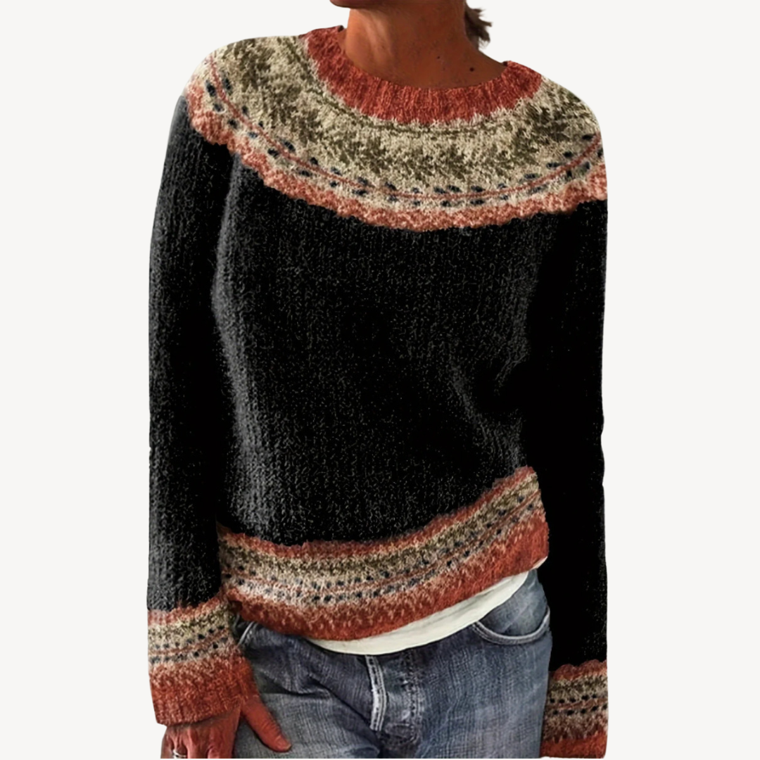 Womens Sweater with Embroidered Floral Design