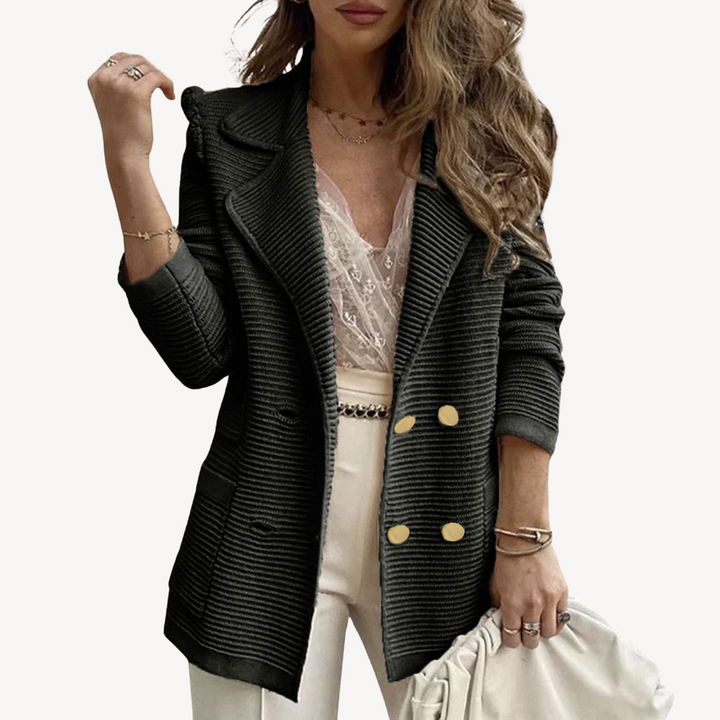 Womens Blazer Jacket Ribbed Knit Tailored Fit