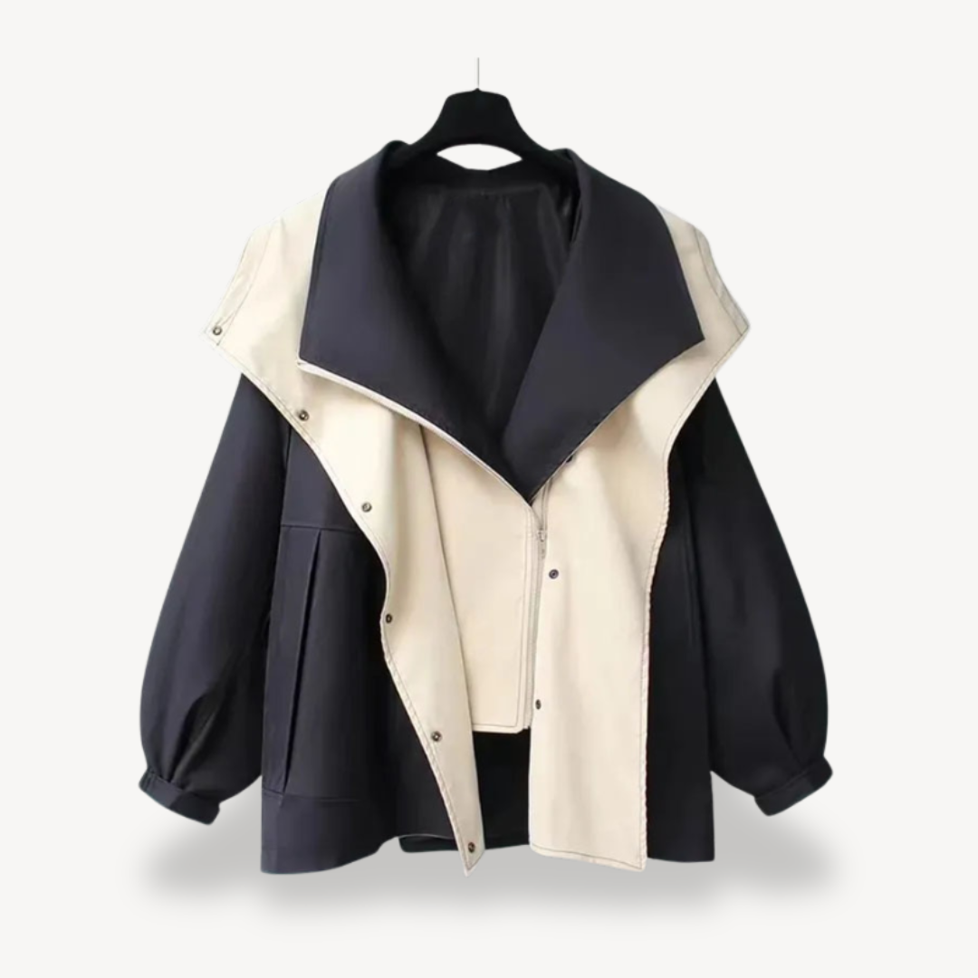Womens Trench Coat Colorblock Design Classic Fit