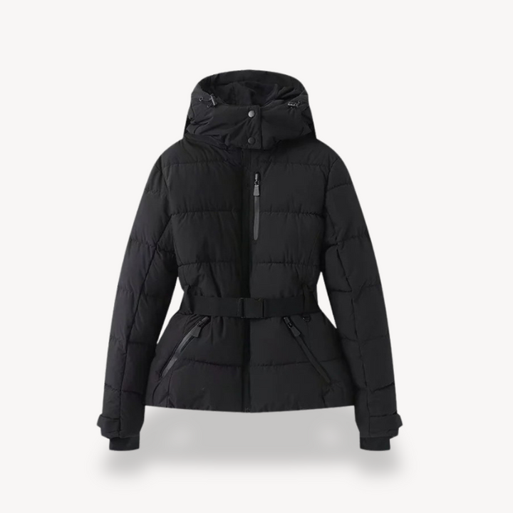 Womens Down Puffer Jacket with Belted Waist