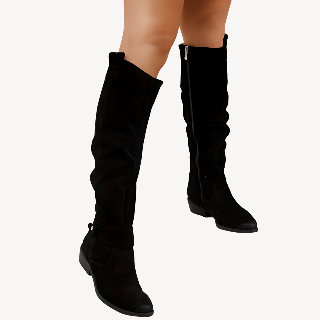 Womens Knee-High Boots Suede Slouchy Fit