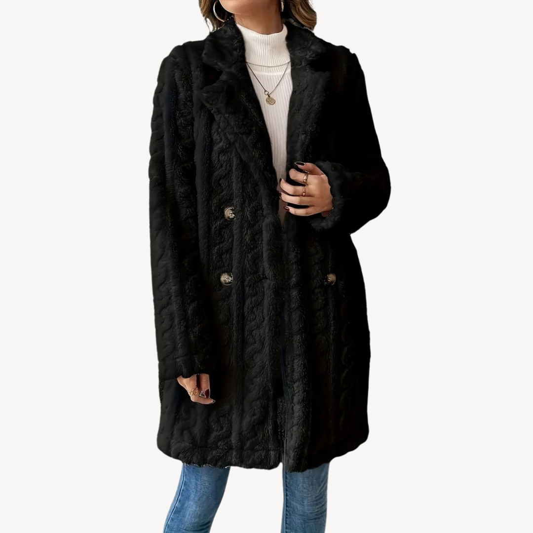 Womens Faux Fur Coat Double-Breasted Fit