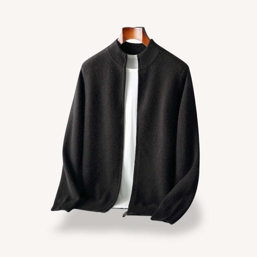 Mens Knit Cardigan with Zipper Closure