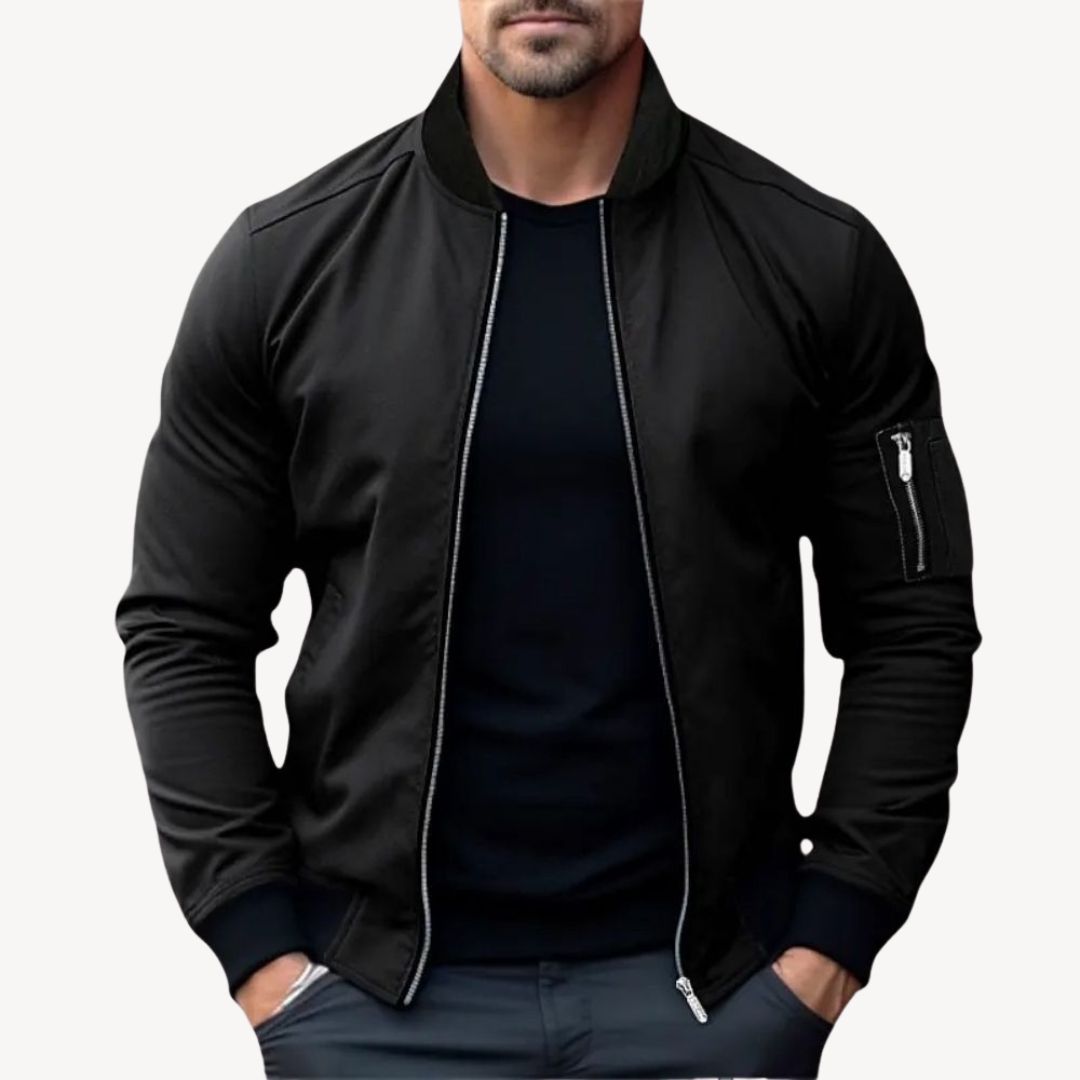 Mens Bomber Jacket Zip-Up Lightweight Fit
