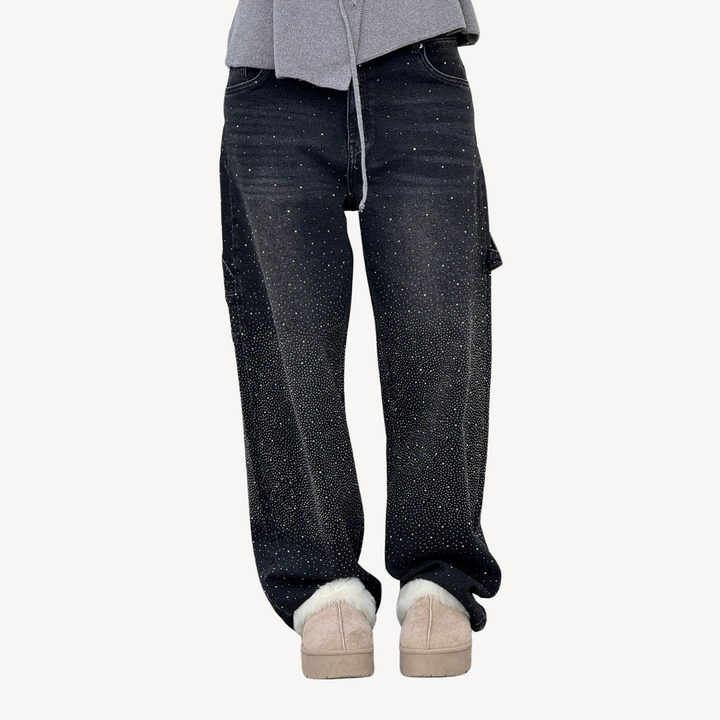 Womens Cargo Jeans Relaxed Fit Durable Cotton