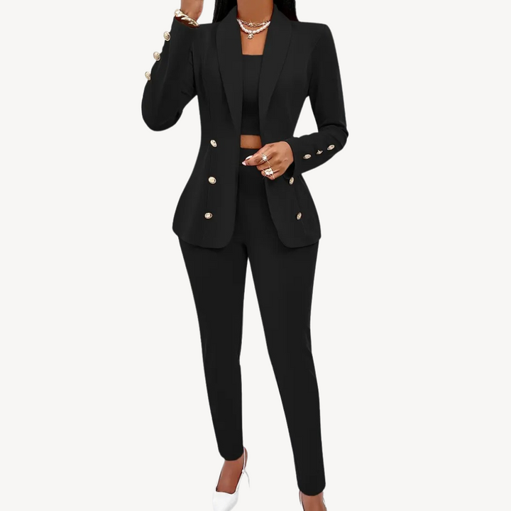 Womens Tailored Blazer and Pant Set Structured Fit