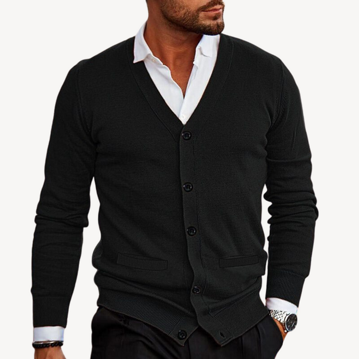 Mens Cardigan V-Neck Button-Down Knit